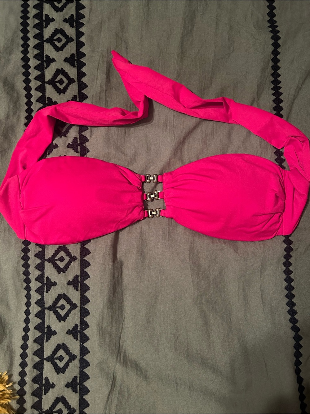Pink Bandeau Swim Top with Front Hardware
